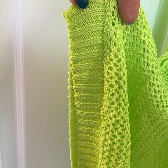 DAVI & DANI 3/4 SLEEVES CREW NECK OPEN WEAVE KNIT SWEATER NEON GREEN SIZE 2XL - Picture 6 of 11